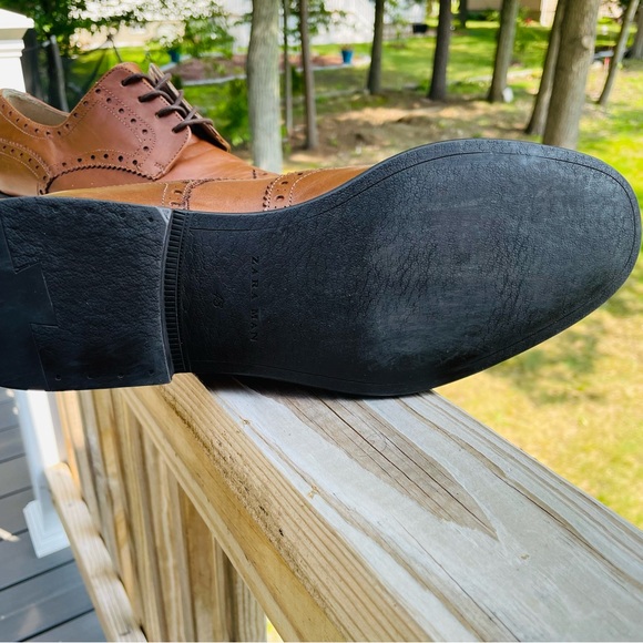 Zara Man Wingtip Oxford Brown Leather Casual Shoes Men’s Size 43 (US 9) - Picture 8 of 9